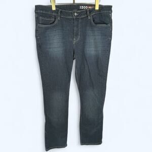 IZOD Jeans Men's Comfort Slim Straight Fit Stretch Jeans, Dark Blue, Size 38X32
